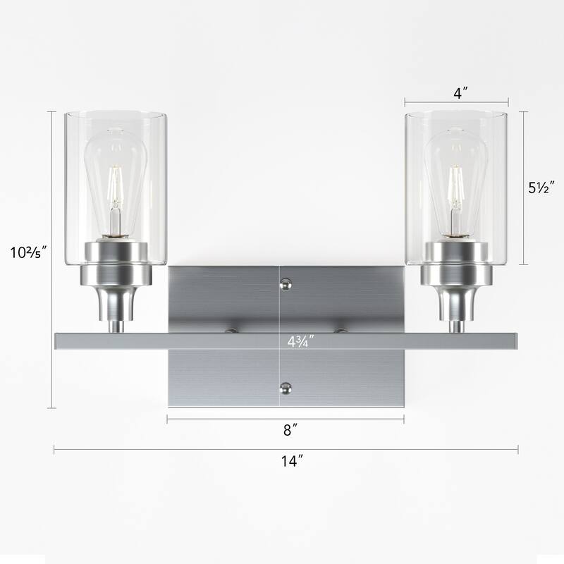 CO-Z Modern 2-Light Vanity Light Wall Sconce with Clear Glass Shades