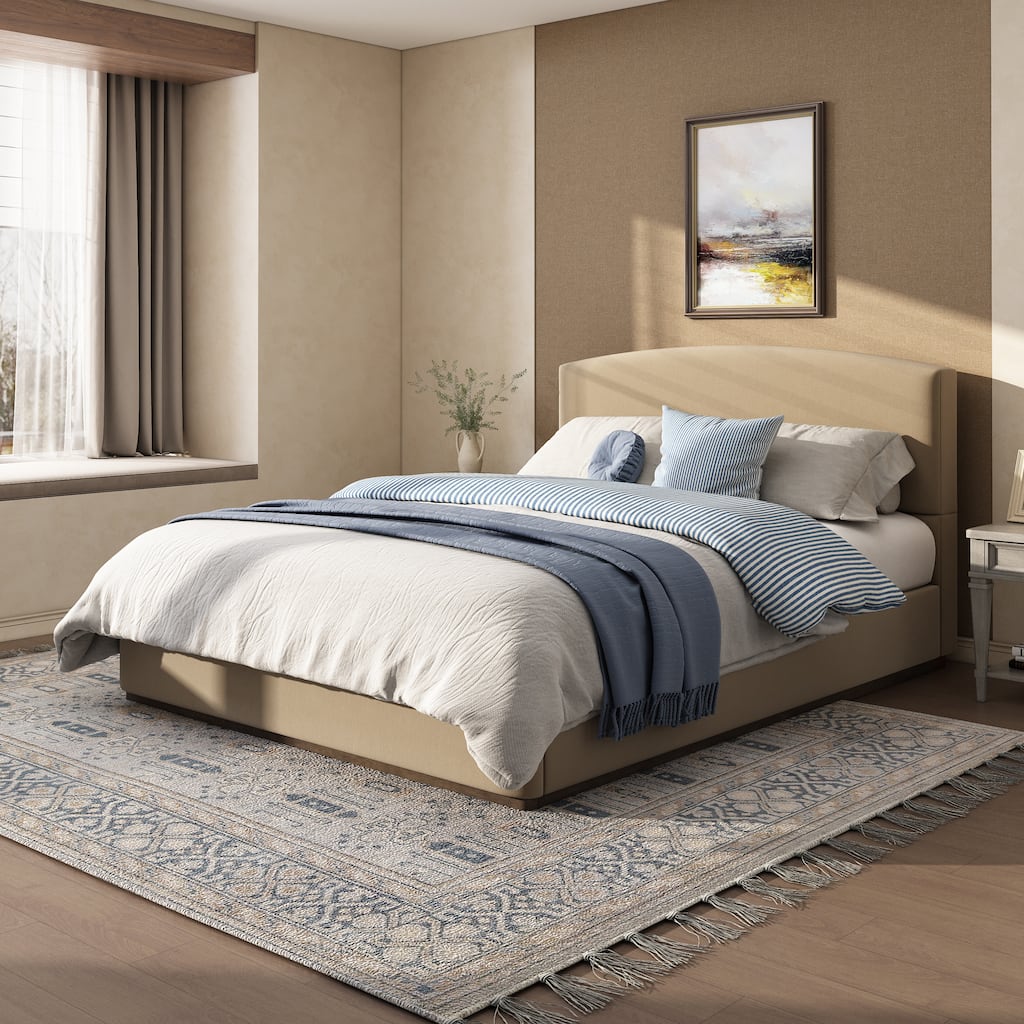 Christopher Knight Home - Modern Velvet Upholstered Bed Frame with Solid Wood Base