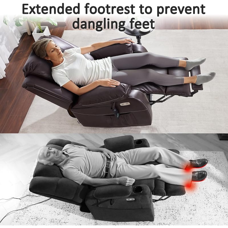 MCombo Small Sized Power Lift Recliner Chair with Massage and Heat, USB Ports, Faux Leather 7409