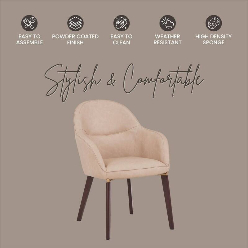 Elias Barrel Leather or Velvet Upholstered Dining Chair with Iron Wood Finish Legs and Gold Accents (Set of 4)