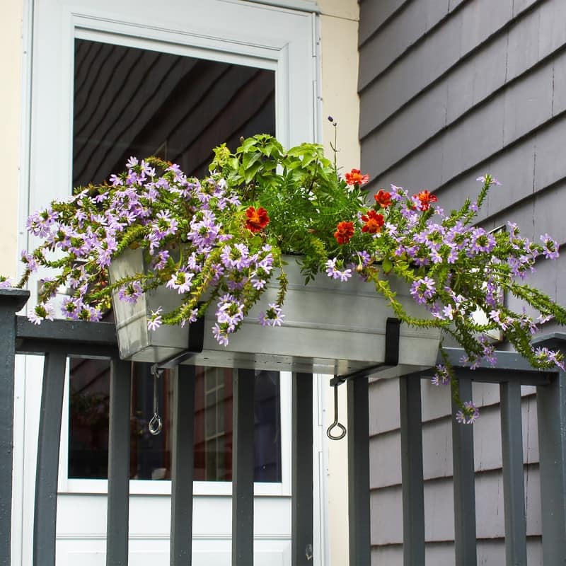 Achla Designs Pair of Clamp-On Flower Box Brackets, Black Powder Coat Finish
