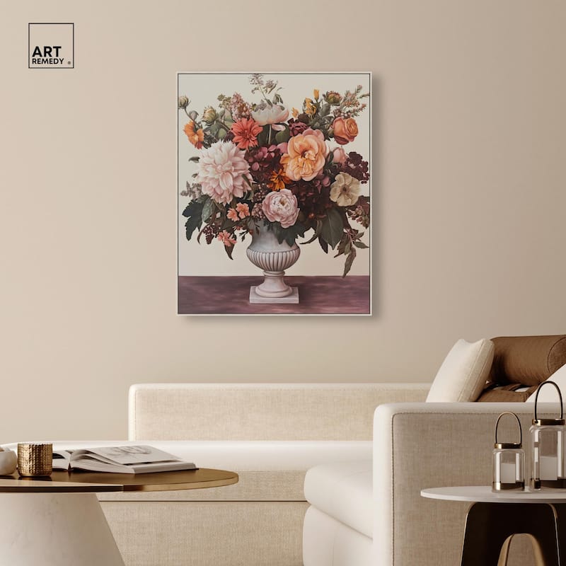 Autumn Tan Floral Canvas by Art Remedy