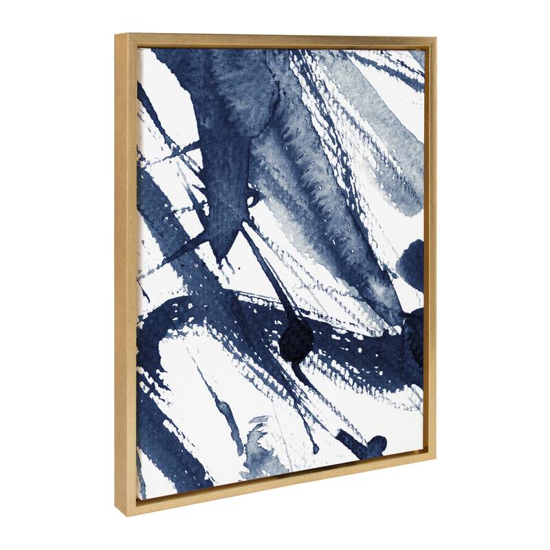 Kate and Laurel Sylvie Indigo Watercolor Framed Canvas by Amy Peterson