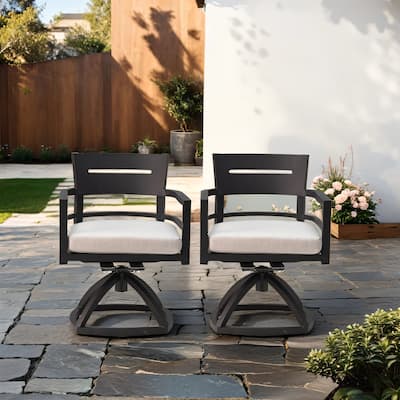 GDFStudio - Aaron Aluminum Outdoor Patio Swivel Rocker Chairs (Set of 2) with Sunbrella Cushions
