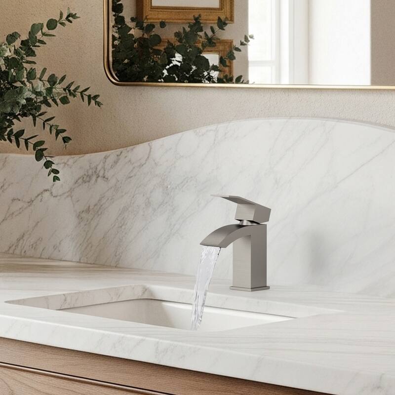 Single Handle Single Hole Waterfall Bathroom Faucet with Pop‑Up Drain