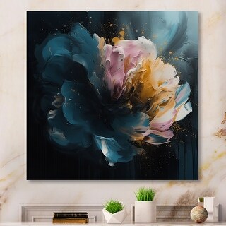 Designart "Blue Pink Peonies Artistry I" Floral Peony Metal Wall Art ...