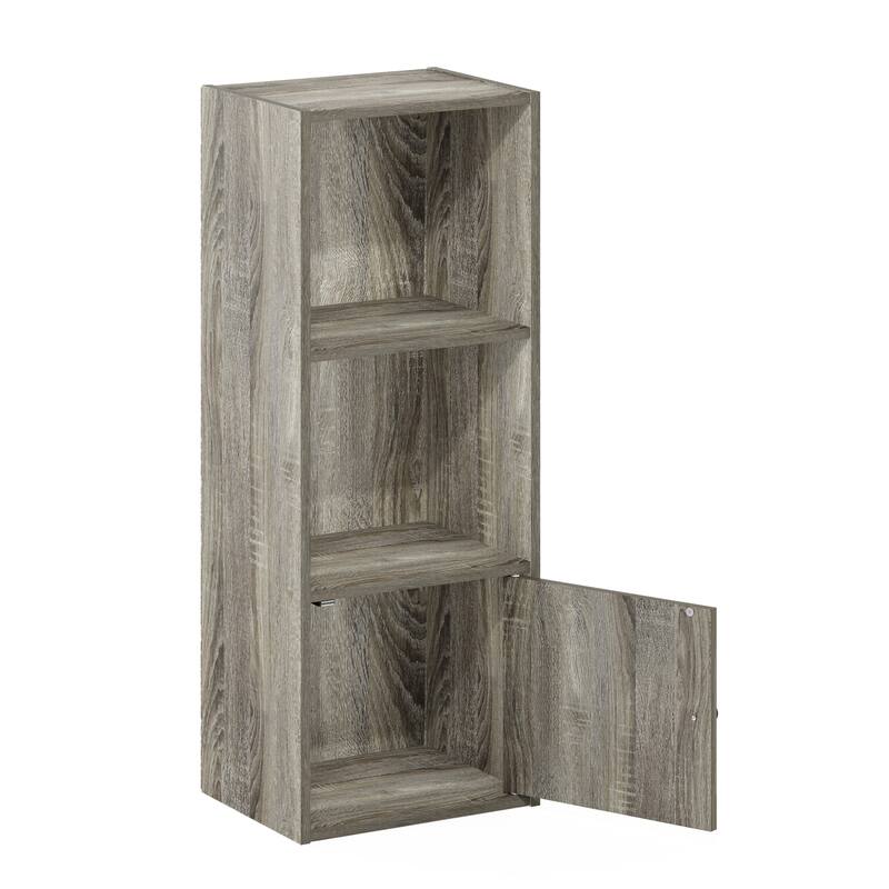 Furinno Luder 3-Tier Shelf Bookcase with 1 Door Storage Cabinet