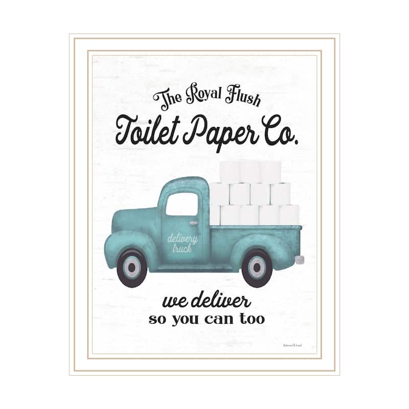 TrendyDecor4U Contemporary "Toilet Paper Co." Framed Print Wall Art - White