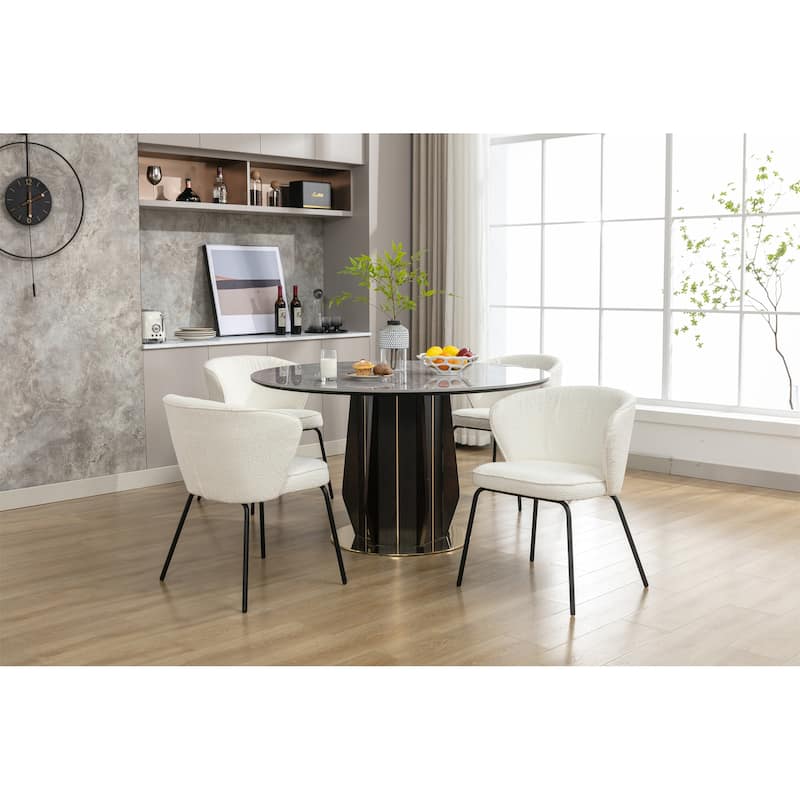 Set of 2 Boucle Fabric Dining Chairs