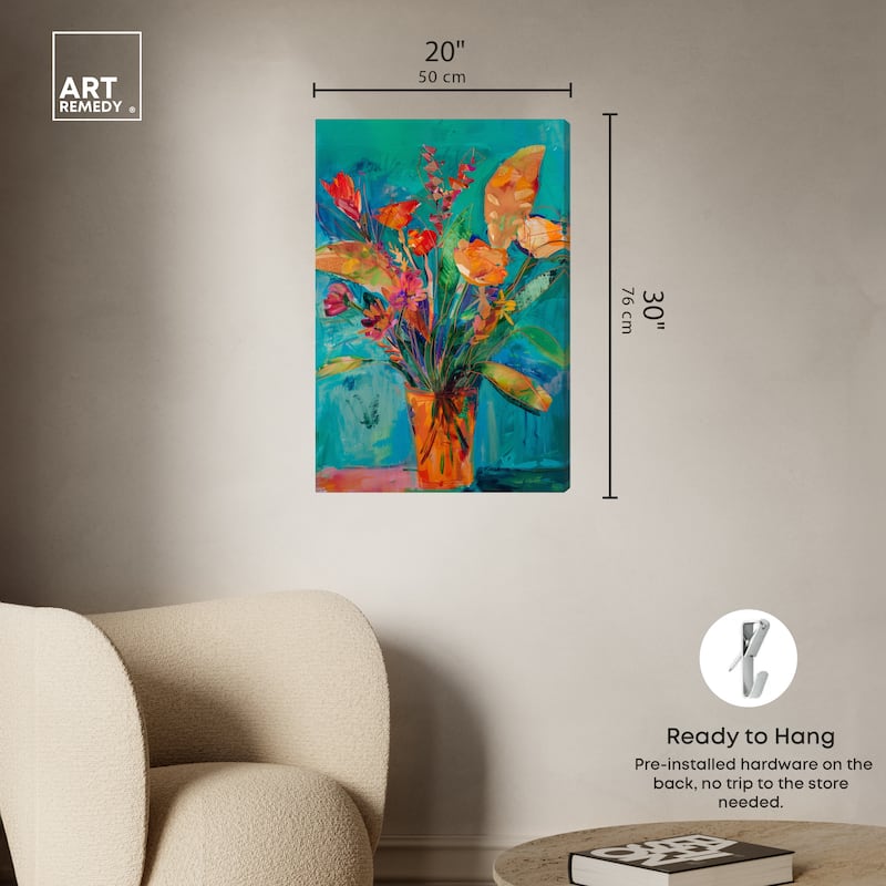 Art Remedy Bold And Bright Flower Vase Gallery Wrapped Flowers In Vase Paintings