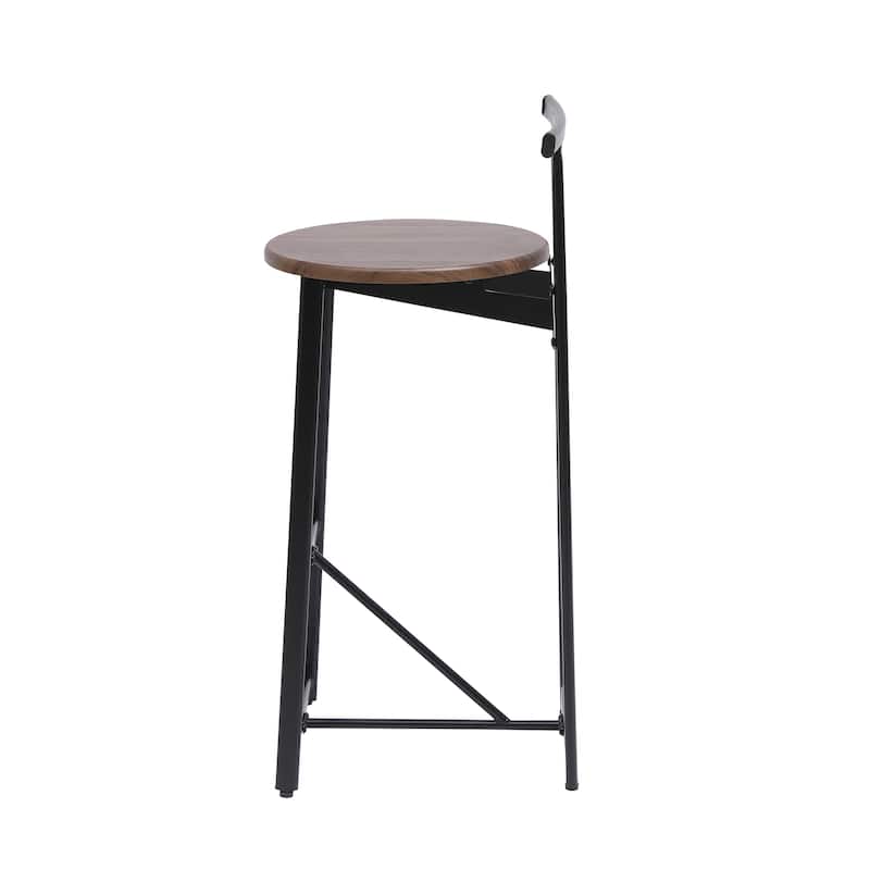 27''H Barstool Set of 3 Wooden Round Bar Stools with Footrest, Easy Assembly, for Dining Room, Kitchen