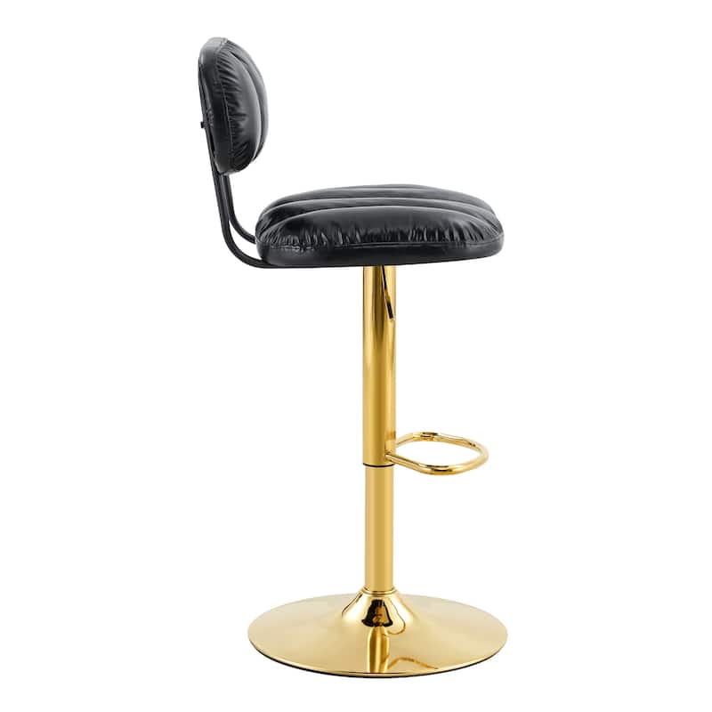 Adjustable Height Swivel Bar Stools Set of 2, PU Leather Upholstered Bar Stools, Dining Chairs with Metal Base & Footrest