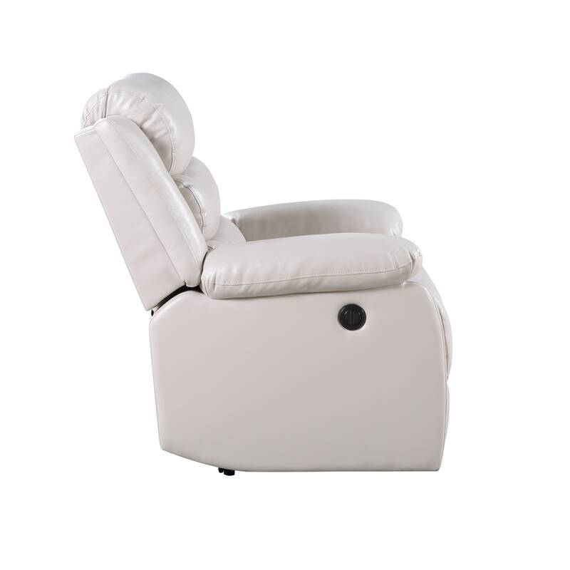 Beige Synthetic Leather Power Motion Recliner - Beige