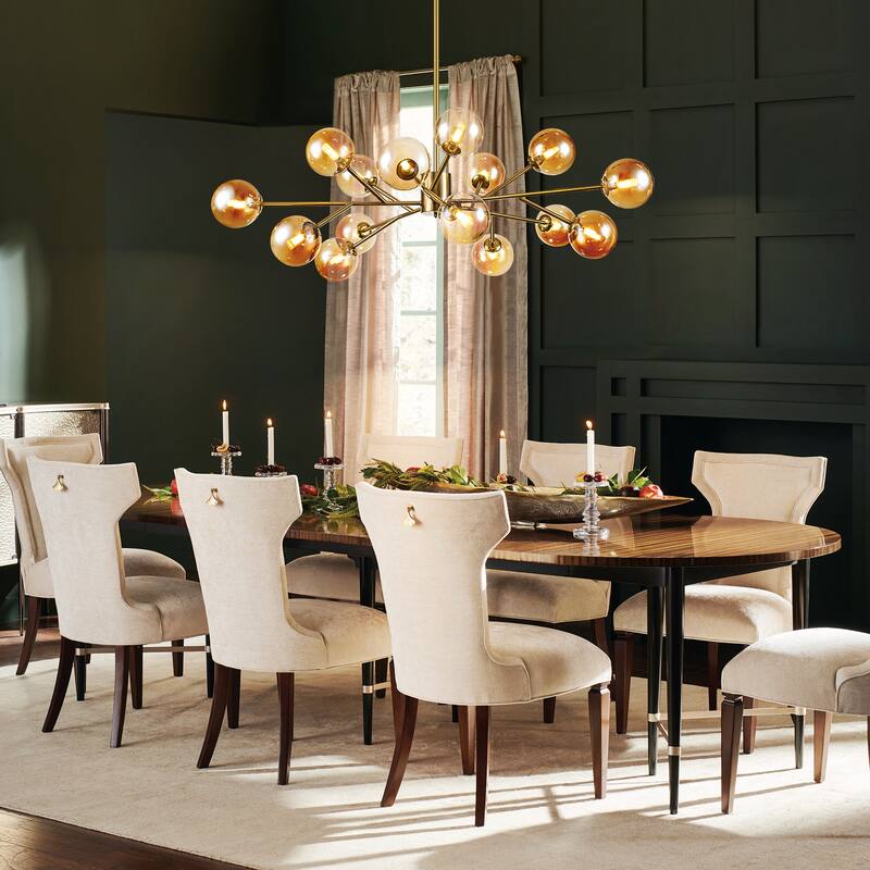Modern Large Bubble Sputnik Chandelier in Black or Gold for Dining Room - Amber Glass - Gold