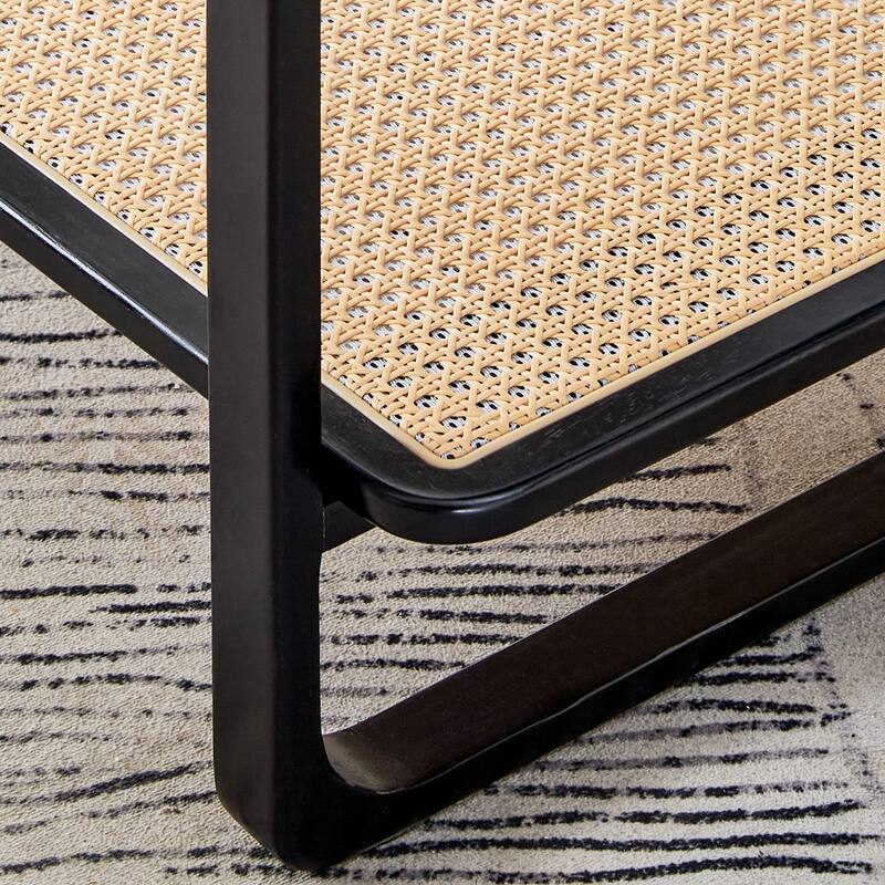 Coffee Table Solid Wood End Table Imitation Rattan Center Table