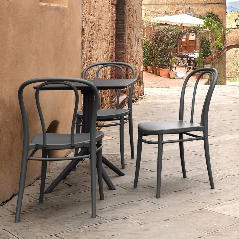 33.5" Gray Stackable Patio Armless Dining Chair