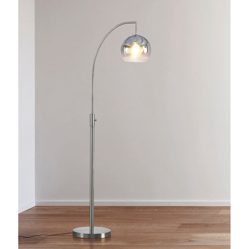 Metro 68"H Glass Globe One Light LED Dimmable Floor Lamp with LED Vintage Bulb - Brushed Nickel/Chrome Glass Shade