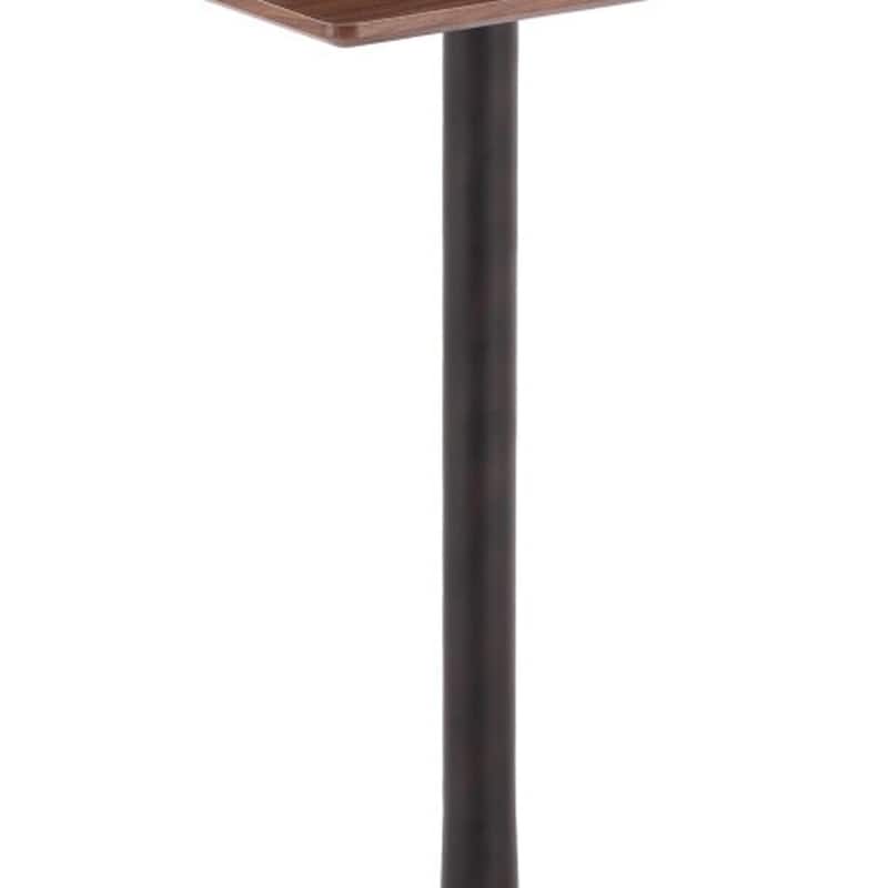 HomeRoots 24" Brown and Black Wood and Steel Square Bar Table - 24.00 in. x 41.70 in. x 24.00 in.
