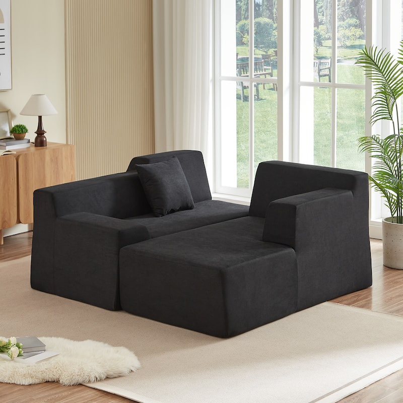Modern L-Shaped Corduroy High Back Sofa, Right-Hand Facing (RHF)