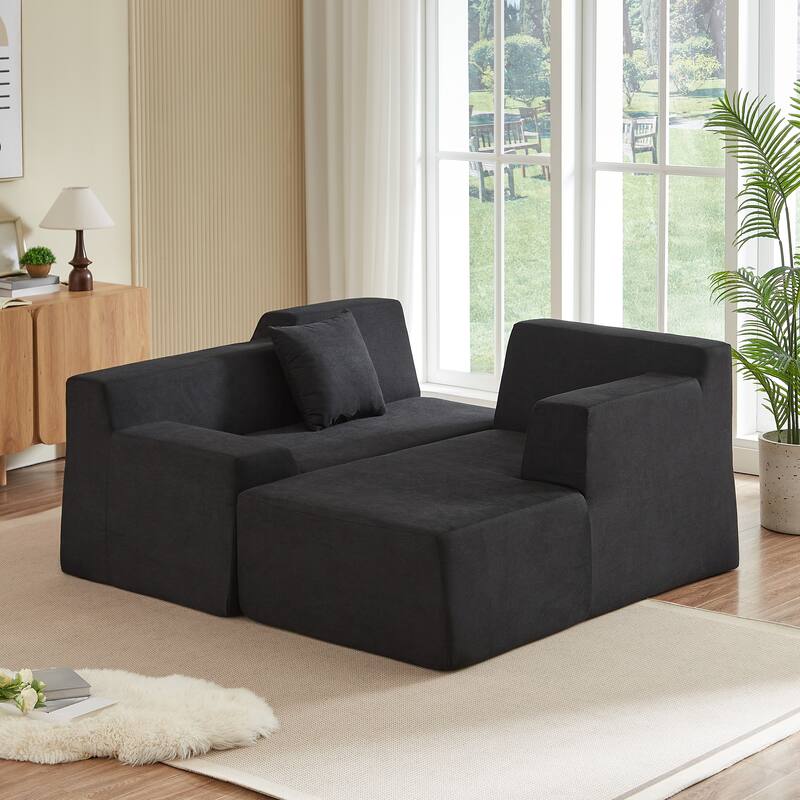 Rossetta L-Shaped Design Right-Facing Modern Minimalist Corduroy High Raised Thickened Back Sofa