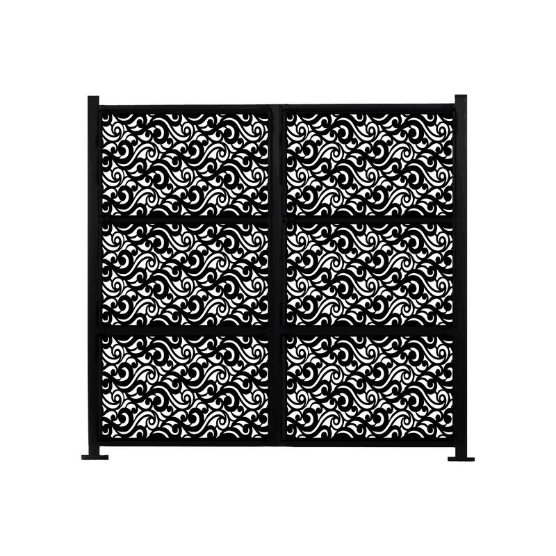 HighlanderHome Freestanding 8-foot Modular Metal Privacy Screen - WaveCurve