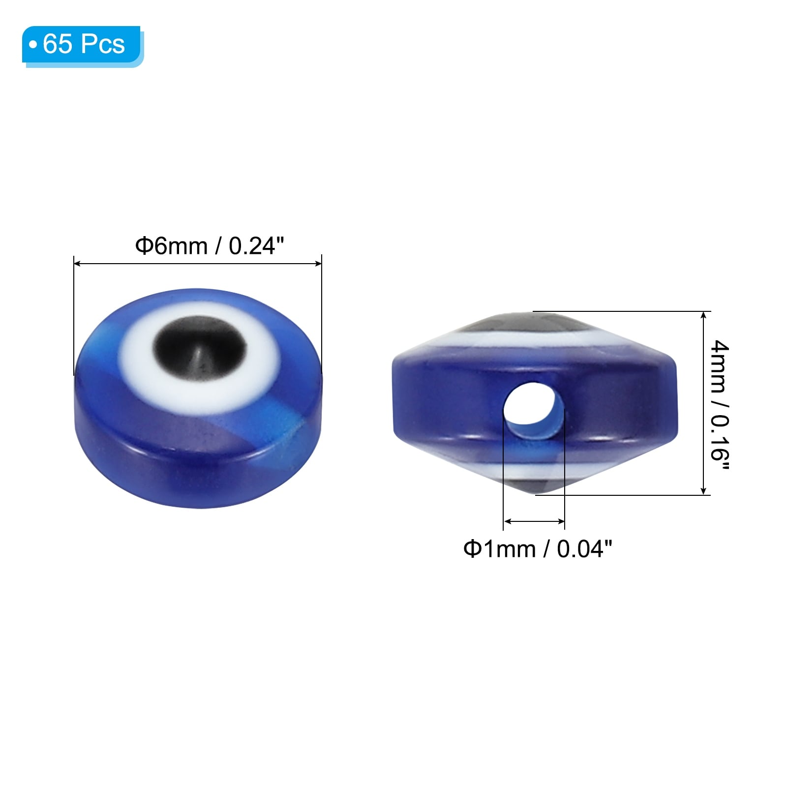 Evil Eye Beads, Flat Round Evil Eye Charm for DIY Bracelet Necklace Jewelry Craft Making