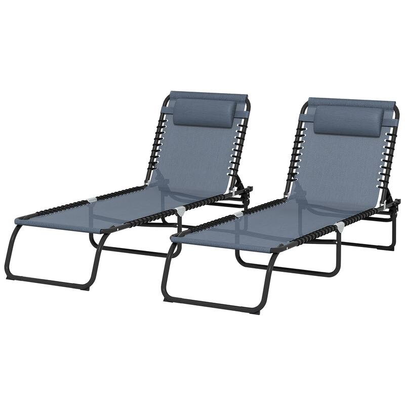 Sunbed Folding Recliner Set of 2 with Headrests