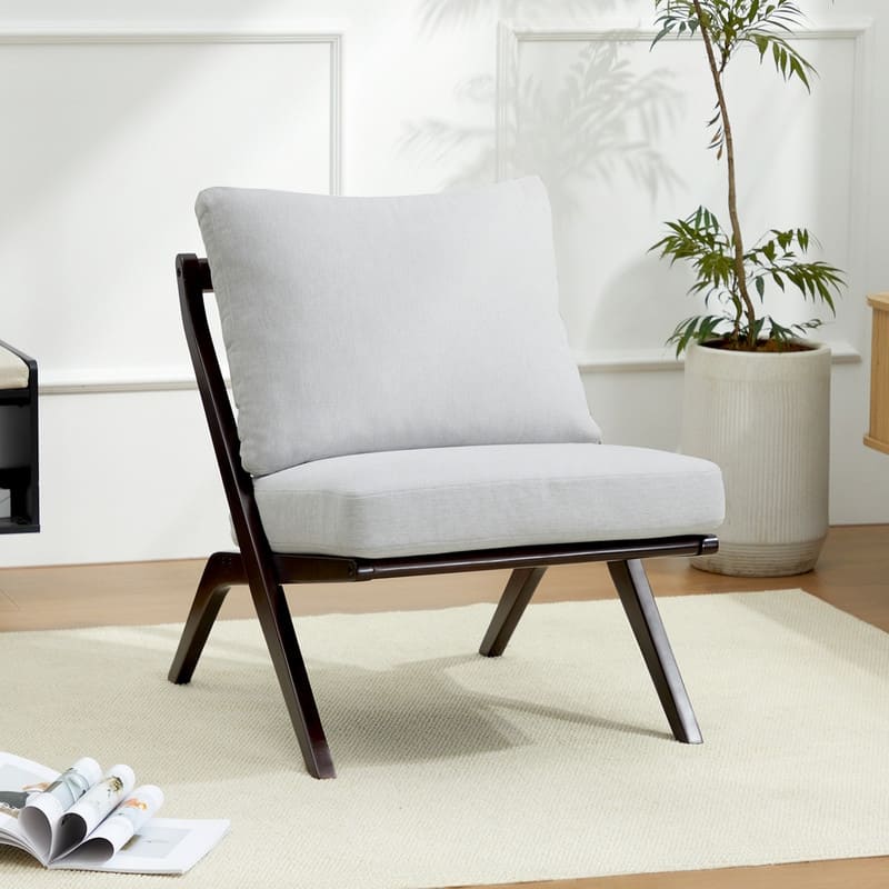 Modern Minimalist Solid Wood Lounge Chair - Grey
