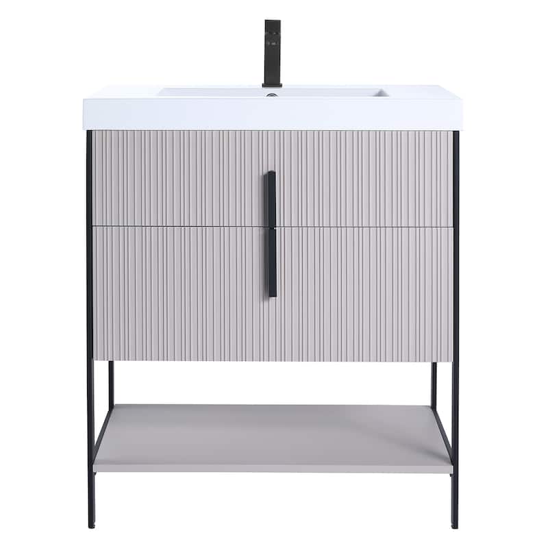 Fine Fixtures Serenity Modern Bathroom Vanity with White Gel Acrylic Top