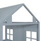 preview thumbnail 12 of 11, Full Size Wood House Bed with Twin Size Trundle, Wooden Daybed in Gray