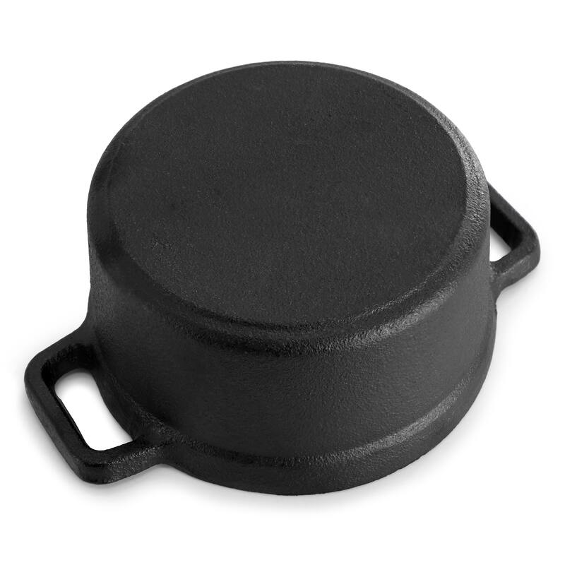 8 Ounce Cast Iron Mini Dutch Oven in Black with Wood Tray