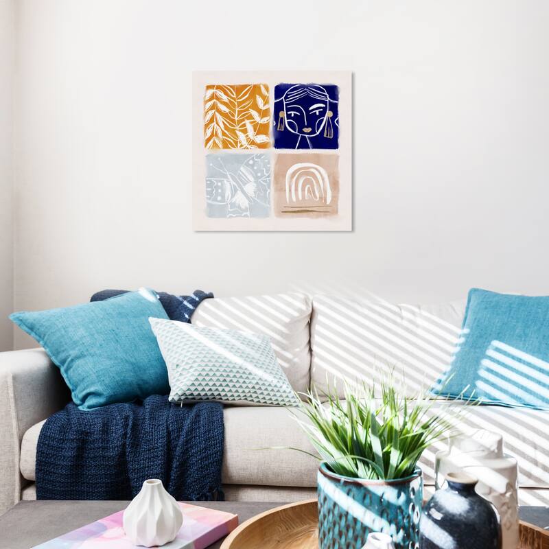 Wynwood Studio Canvas Abstract Fall Back Blue and Dark Blue Modern & Contemporary Wall Art Canvas Print - 20 x 20