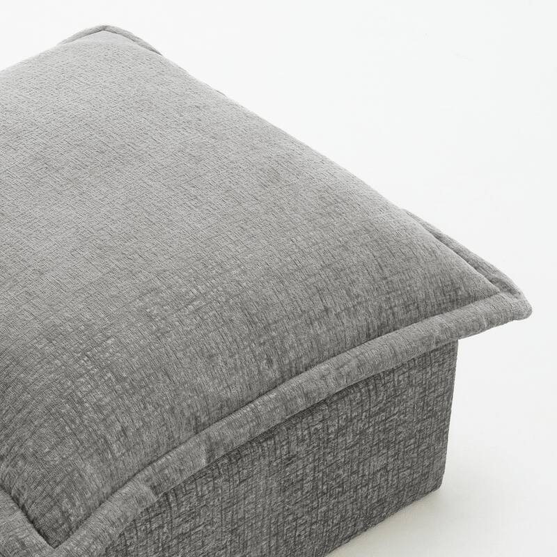 31.7"W Oversized Chenille Upholstered No Assembly Square Ottoman