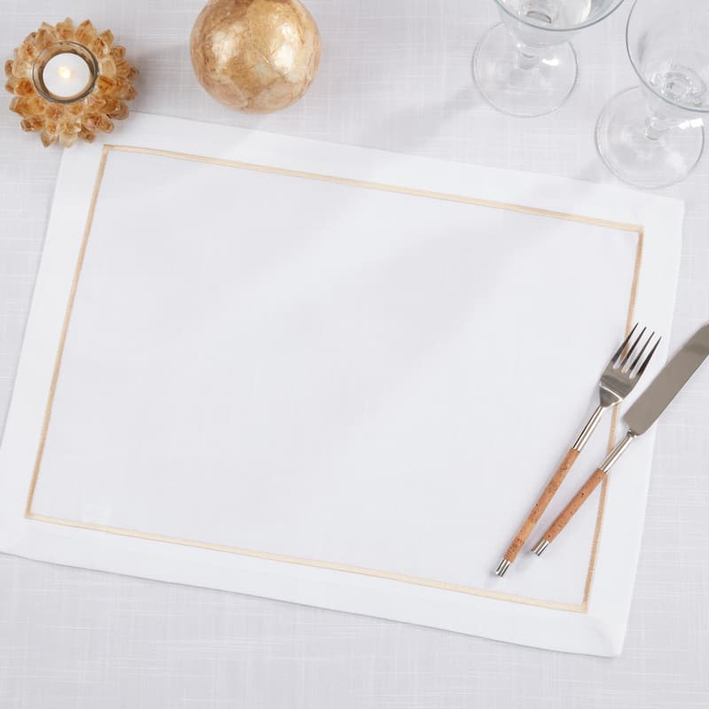 Embroidered Line Design Placemat (Set of 4) - 14"x20"