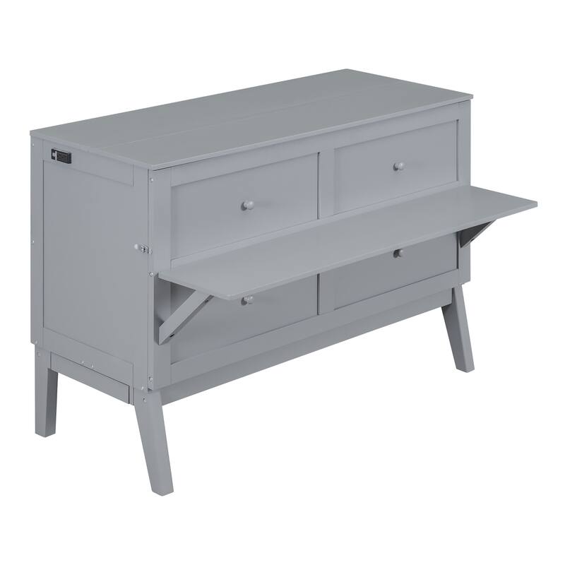 Queen Size Space-Saving Murphy Bed with USB Port and Removable Shelves