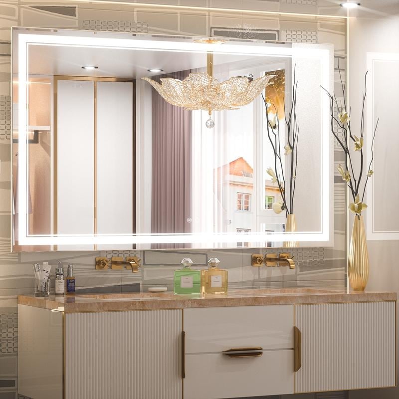 KEONJINN LED Lighted Bathroom Vanity Mirror 3 Colors Lights Wall Mirror