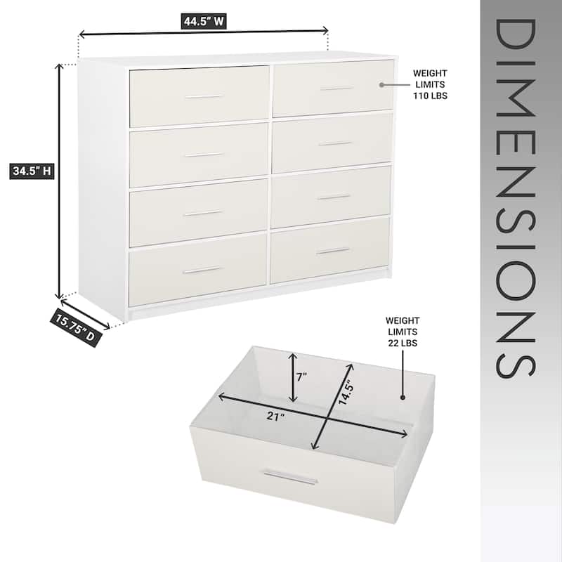 8 Drawer Dresser with Fabric Storage MDF Frame Modern Bedroom Organizer