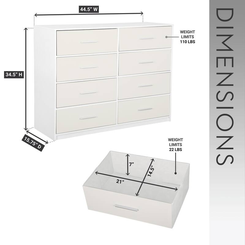 Modern Minimalist 8-Drawer Dresser with Large Fabric Drawers