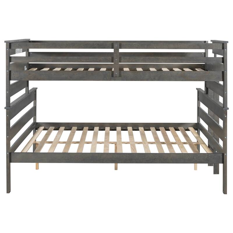 Space-Saving Twin XL over Queen Bunk Bed with Ladder, Gray