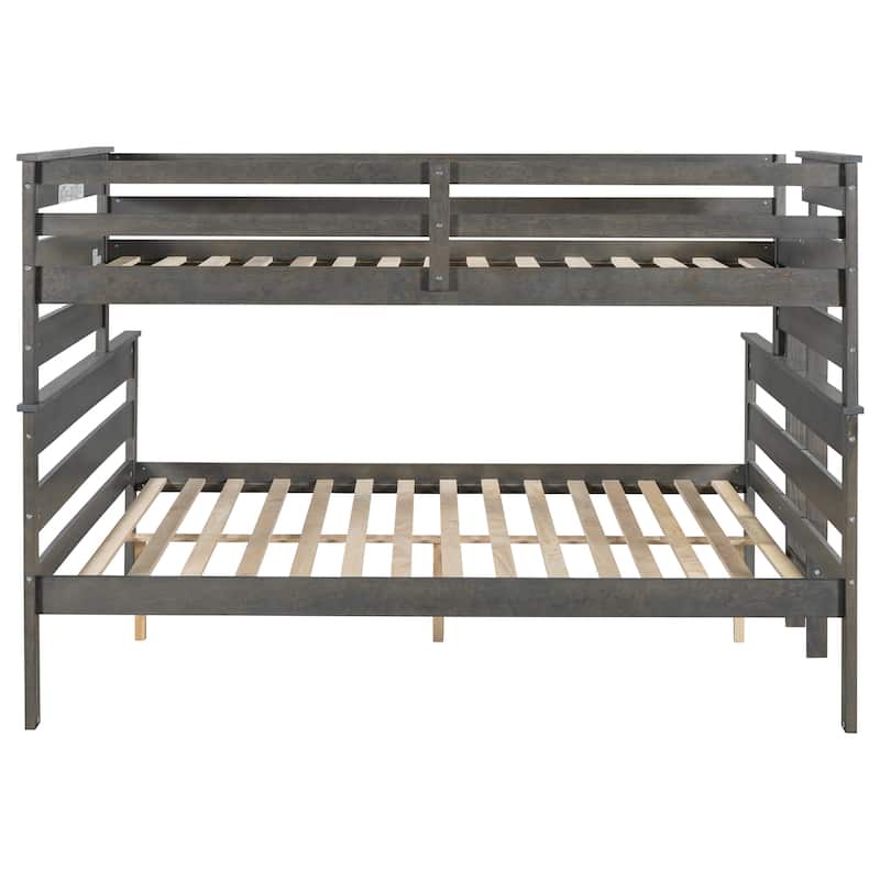 Wood Twin XL over Queen Bunk Bed with Ladder, Detachable Design, No Box Spring Required, Sturdy Pine Wood Frame