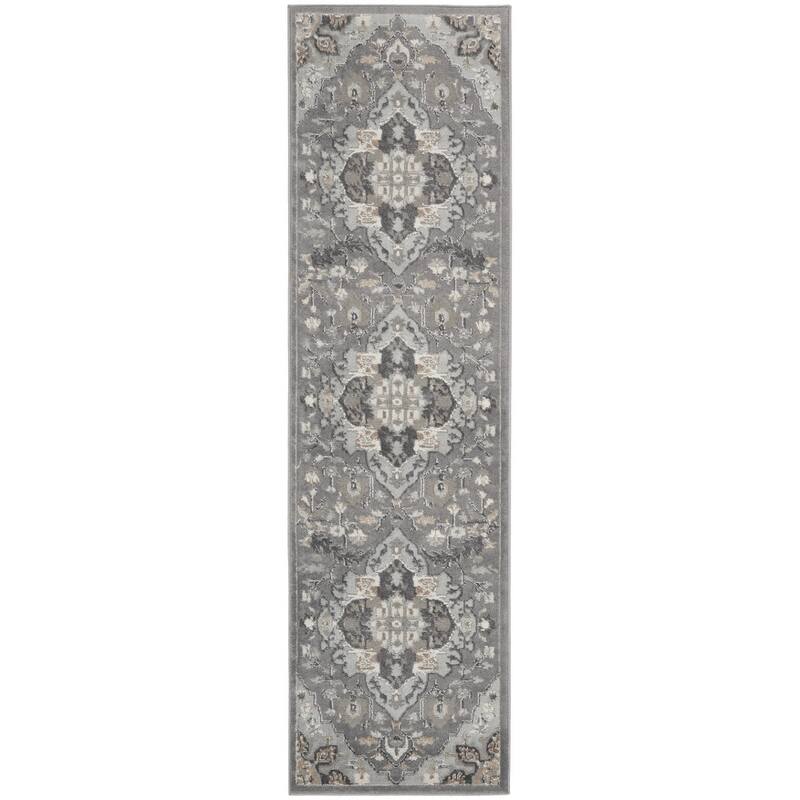 Power Loomed Abstract Floral Non Skid Stain Resistant Low Pile Area Rug - 90' X '27' X '0.25
