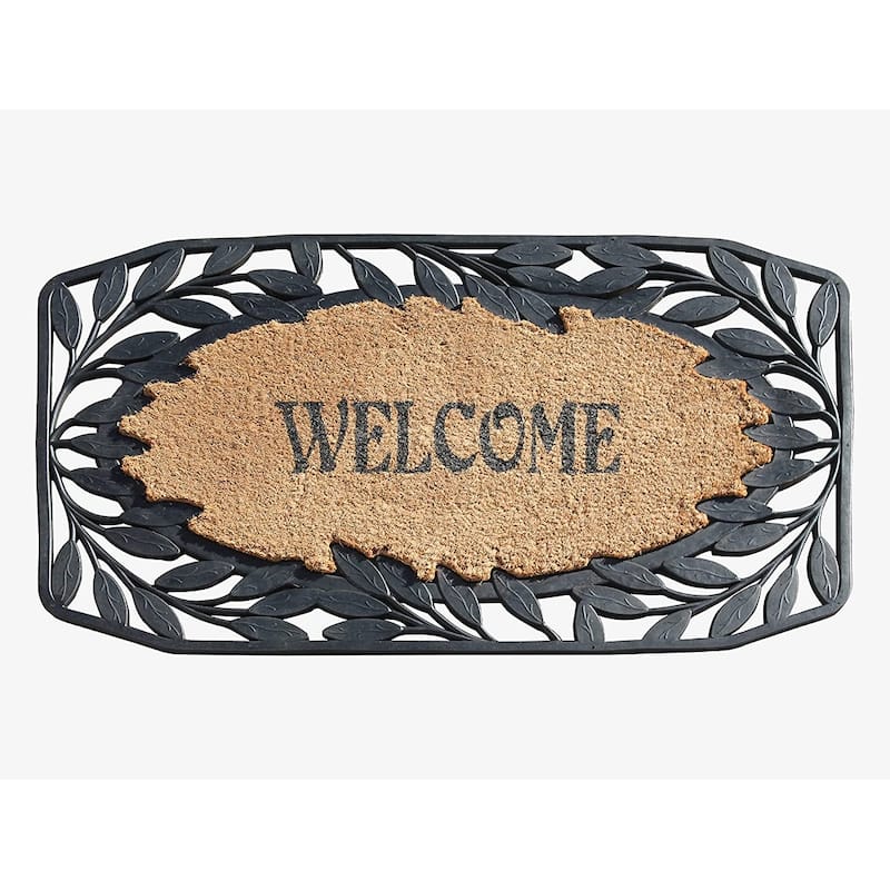 A1HC Rubber/ Coir Brush Welcome Doormat 23" X 38", Mesh Border
