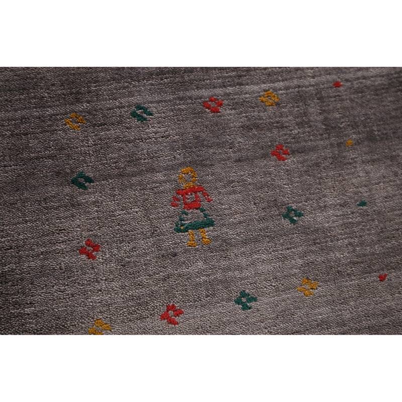 Gray Gabbeh Indian Area Rug Handmade Silk Carpet - 7'10"x 9'7"
