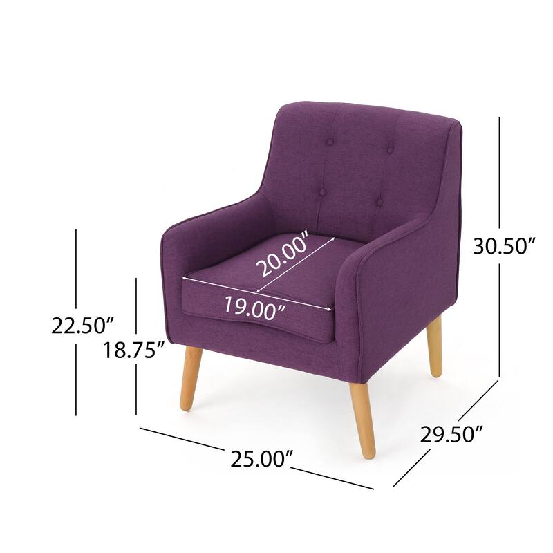 Merax Tufted Fabric Arm Chair with Wooden Legs