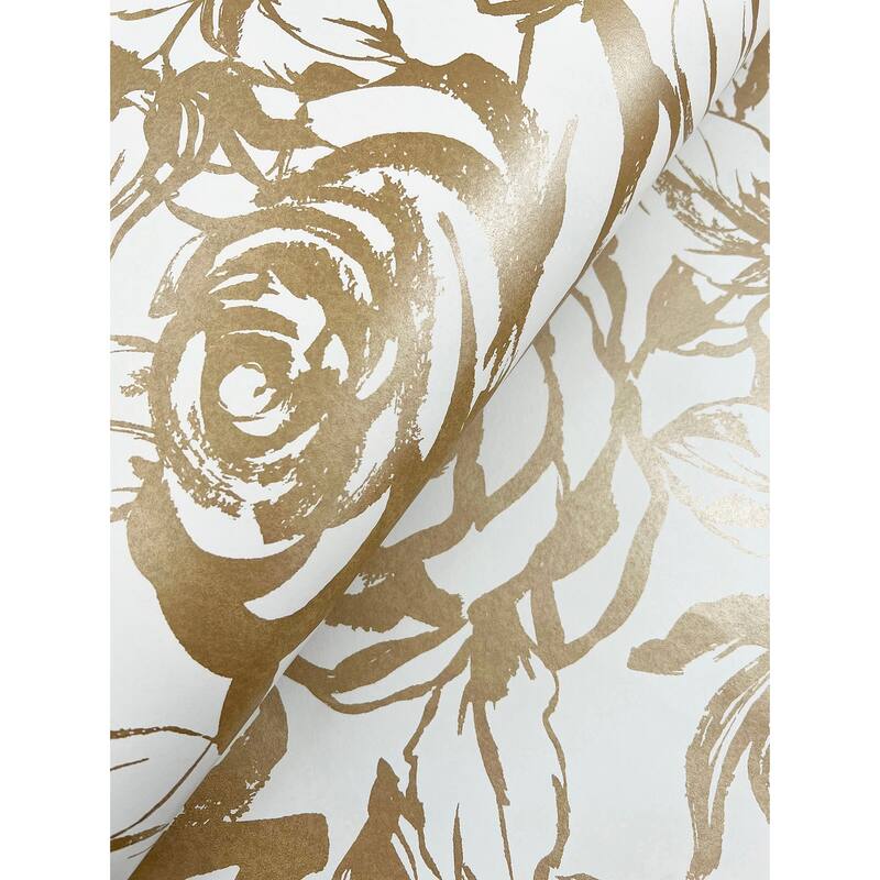 A-Street Prints Nelda Gold Rose Wallpaper
