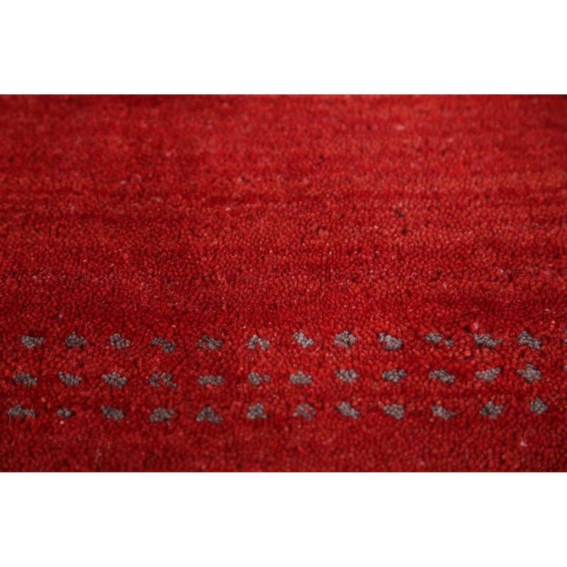 Hand Knotted Oriental 100% Wool Carpet Tribal Tribal Red Gabbeh Area Rug - 9' 10'' X 6' 9''