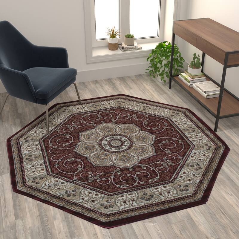 Medallion Motif Traditional Persian Style Olefin Area Rug