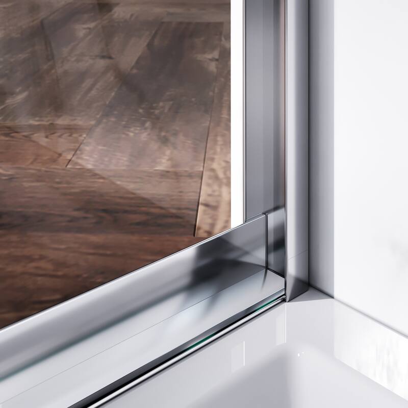 Elegant Double Slidng Shower Door 60 in.W x 57.4 in. H for Bathtub with 1/4 in. Tempered Glass in Chrome Finish