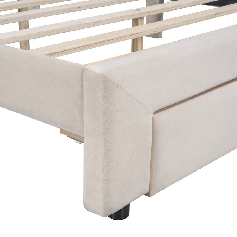 Upholstered Platform Bed with a Big Drawer