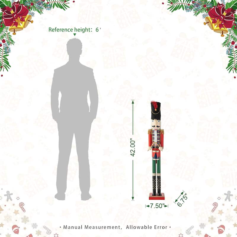 Glitzhome 42"H Wooden Christmas King/Soldier Nutcracker Porch Decor